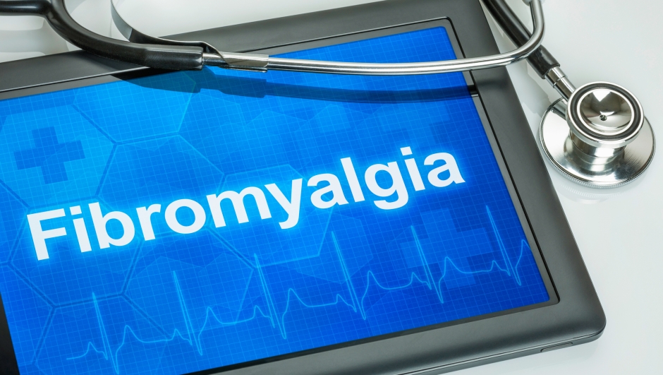 Tablet with the diagnosis Fibromyalgia on the display