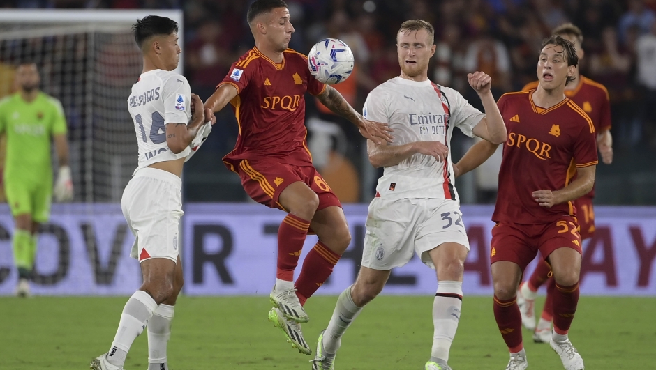 ROME, ITALY - SEPTEMBER 01: AS Roma player Riccardo Pagano during the Serie A TIM match between AS Roma and AC Milan at Stadio Olimpico on September 01, 2023 in Rome, Italy. (Photo by Luciano Rossi/AS Roma via Getty Images)