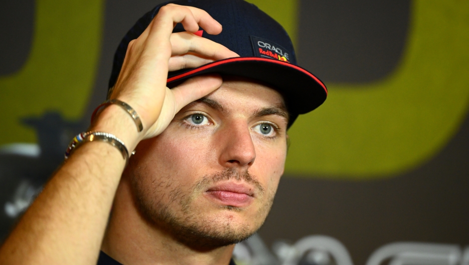 ABU DHABI, UNITED ARAB EMIRATES - NOVEMBER 23: Max Verstappen of the Netherlands and Oracle Red Bull Racing attends the Drivers Press Conference during previews ahead of the F1 Grand Prix of Abu Dhabi at Yas Marina Circuit on November 23, 2023 in Abu Dhabi, United Arab Emirates. (Photo by Clive Mason/Getty Images)