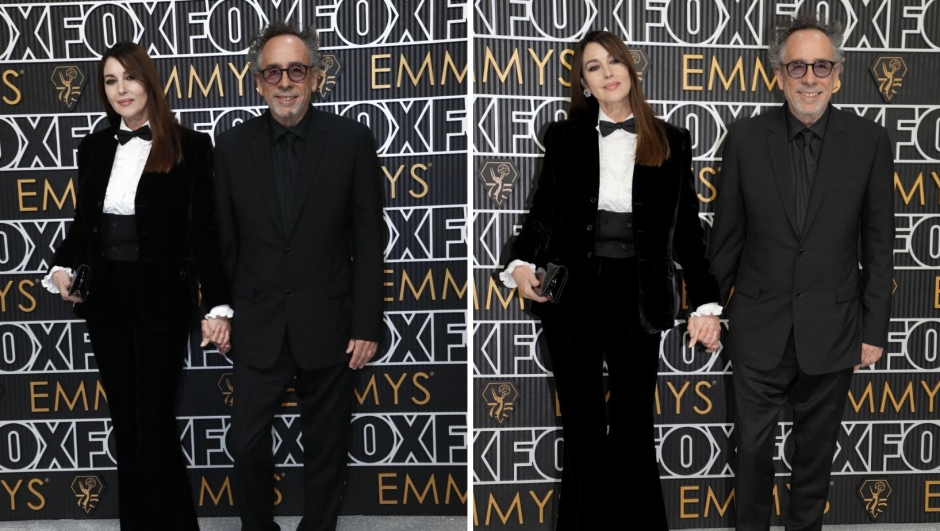 Monica Bellucci e Tim Burton felici e mano nella mano agli Emmy 2024