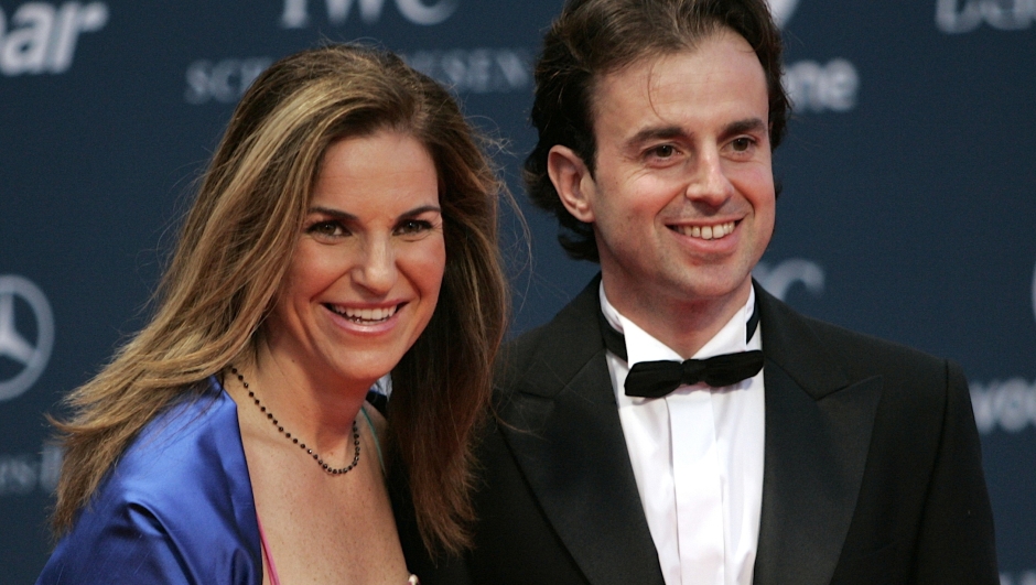 FILE - Spanish former professional tennis player Arantxa Sánchez Vicario, left, and her husband Josep Santacana, arrive for the Laureus Awards in Abu Dhabi, United Arab Emirates, Wednesday March 10, 2010. Former women’s No. 1 tennis player Sánchez Vicario and her ex-husband Santacana have been found guilty of fraud, a Spanish court ruled Wednesday, Jan. 17, 2024. The Barcelona-based court found that Sánchez Vicario and her former husband had hidden assets in an attempt to avoid paying a multi-million euro debt to Banque de Luxembourg. (AP Photo/Nousha Salimi, file)