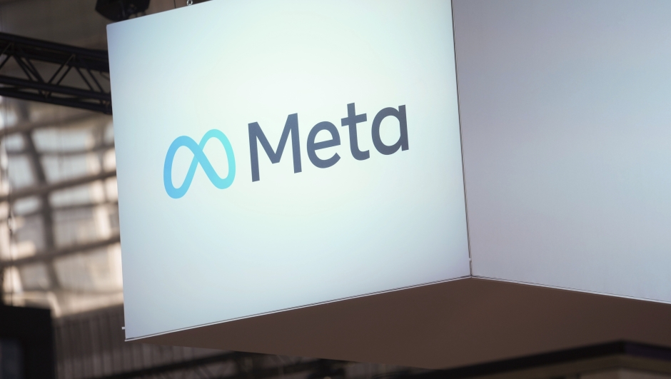 FILE - The Meta logo is seen at the Vivatech show in Paris, France, June 14, 2023. Users of Meta's Facebook, Instagram, Threads and Messenger platforms are experiencing login issues in what appears to be a widespread outage. (AP Photo/Thibault Camus, File)