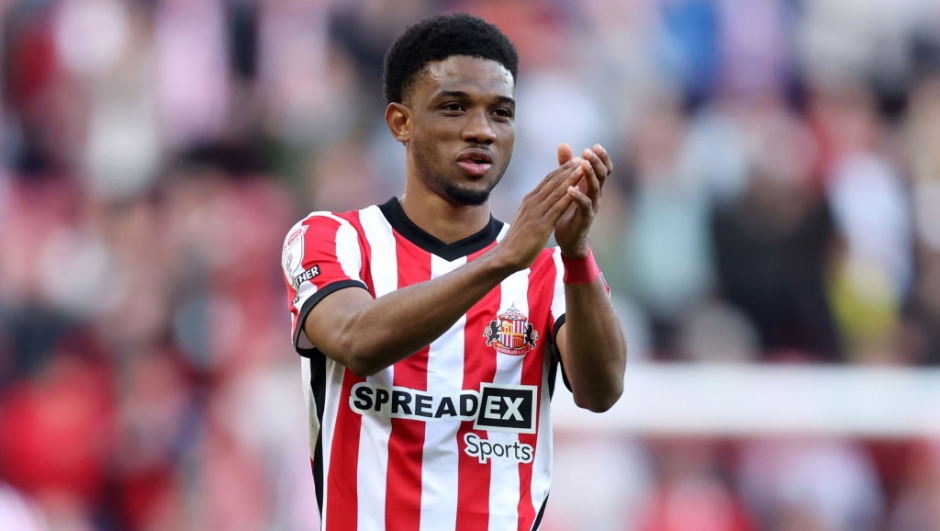 SUNDERLAND, ENGLAND - MAY 13: Amad Diallo of Sunderland applauds the fans following the Sky Bet Championship Play-Off Semi-Final First Leg match between Sunderland and Luton Town at Stadium of Light on May 13, 2023 in Sunderland, England. (Photo by George Wood/Getty Images)