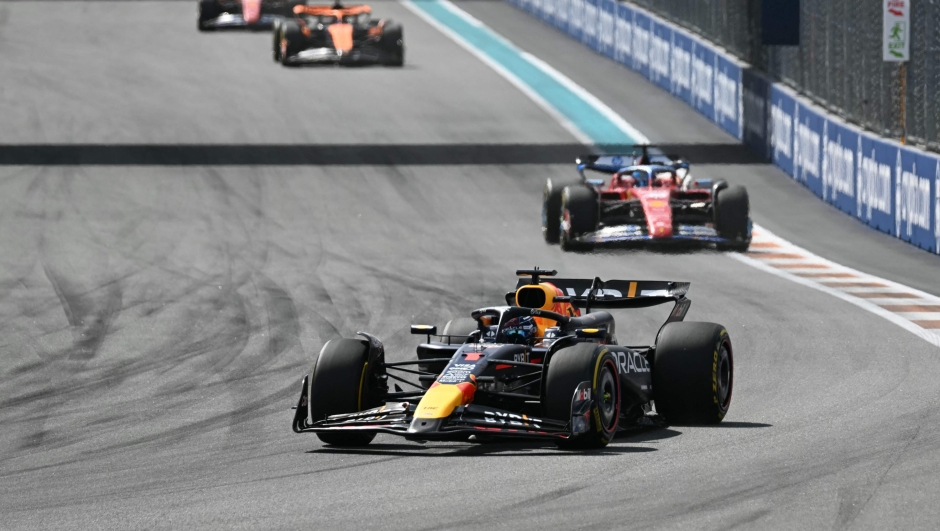 Red Bull Racing's Dutch driver Max Verstappen races during the 2024 Miami Formula One Grand Prix at Miami International Autodrome in Miami Gardens, Florida, on May 5, 2024. (Photo by Jim WATSON / AFP)