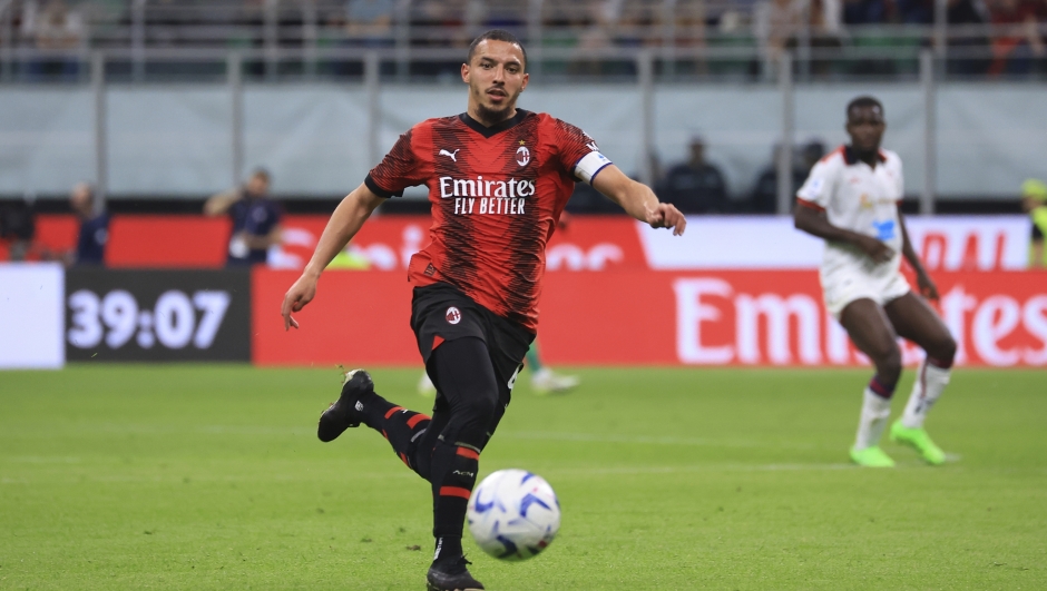 MILAN, ITALY - MAY 11: Ismael Bennacer of AC Milan in action during the Serie A TIM match between AC Milan and Cagliari at Stadio Giuseppe Meazza on May 11, 2024 in Milan, Italy. (Photo by Giuseppe Cottini/AC Milan via Getty Images)
