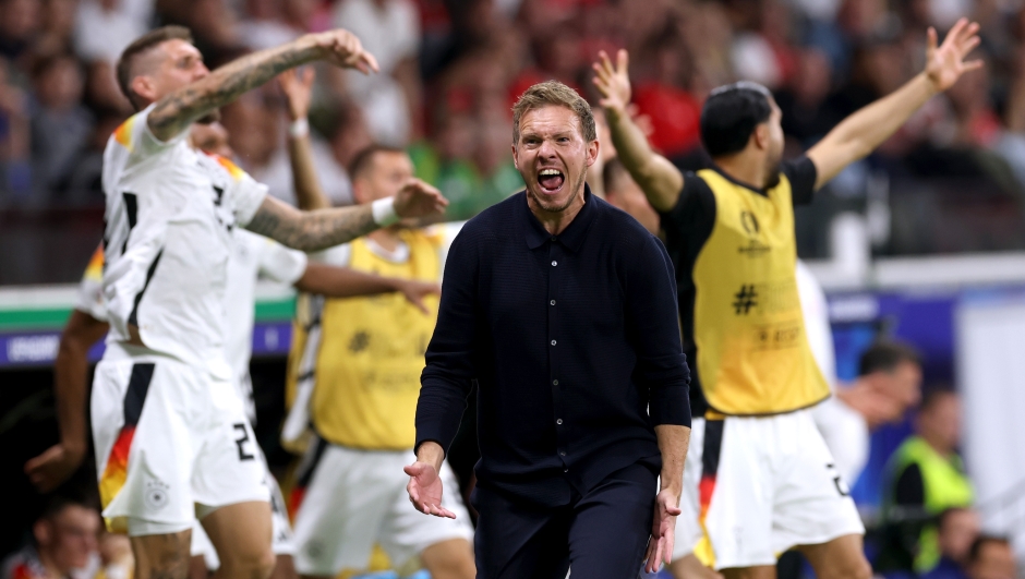 FRANKFURT AM MAIN, GERMANY - JUNE 23: Julian Nagelsmann, Head Coach of Germany, reactsduring the UEFA EURO 2024 group stage match between Switzerland and Germany at Frankfurt Arena on June 23, 2024 in Frankfurt am Main, Germany. (Photo by Alexander Hassenstein/Getty Images)