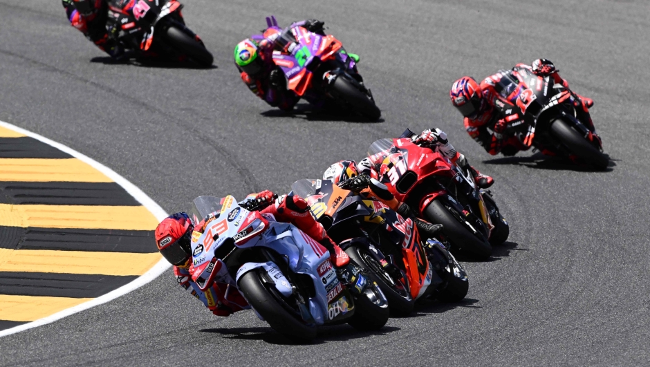 Gresini Racing MotoGP's Spanish rider Marc Marquez (93) competes during the Sprint event of the Italian MotoGP race at Mugello on June 1, 2024. (Photo by Marco BERTORELLO / AFP)