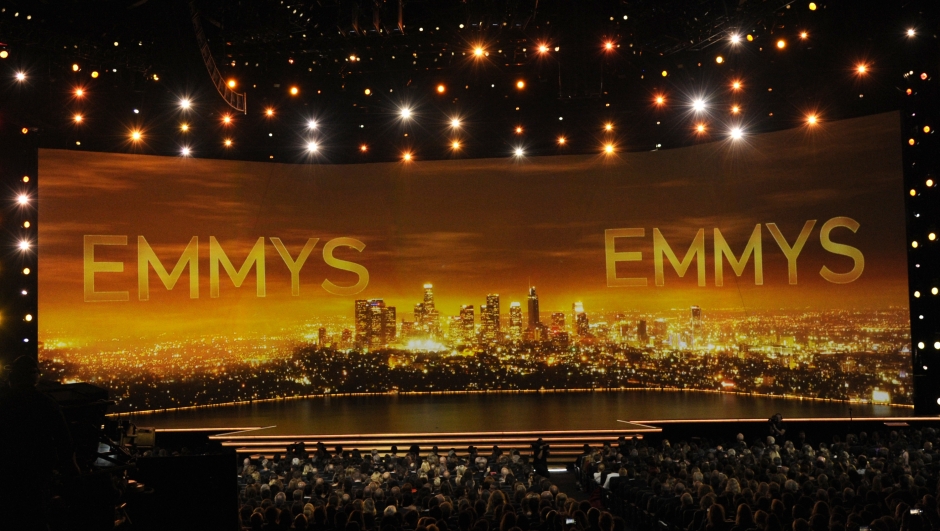 FILE - A view of the stage at the 71st Primetime Emmy Awards in Los Angeles, Sept. 22, 2019. (Photo by Chris Pizzello/Invision/AP, File)