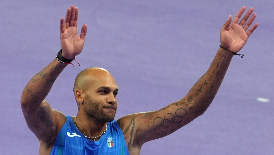 Italy's Marcell Jacobs during  Men's 100 meters Final of athletics at the 2024 Summer Olympics, Sunday  , August 4 , 2024  in Paris, France. (Photo by Spada/LaPresse)