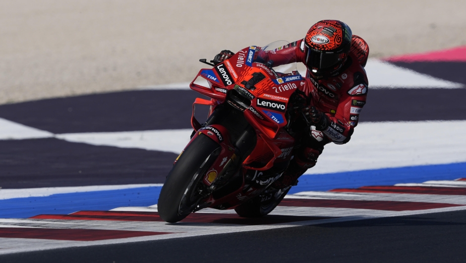 Francesco Bagnaia of Italy and Ducati Lenovo Team rides on track during free practice of the Red Bull MotoGP Of San Marino e della Riviera di Rimini at Marco Simoncelli Circuit on September 6 2024 in Misano Adriatico, Italy. ANSA/DANILO DI GIOVANNI