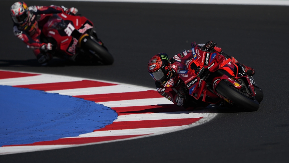 Francesco Bagnaia of Italy and Ducati Lenovo Team rides on track during the \free practice of the Pramac MotoGP of Emilia Romagna at Marco Simoncelli Circuit on September 20 2024 in Misano Adriatico, Italy. ANSA/DANILO DI GIOVANNI