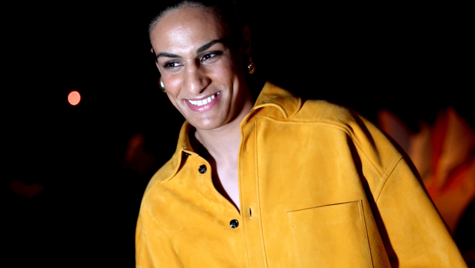 MILAN, ITALY - SEPTEMBER 21: Imane Khelif attends the Bottega Veneta fashion show during the Milan Womenswear Spring/Summer 2025 on September 21, 2024 in Milan, Italy. (Photo by Vittorio Zunino Celotto/Getty Images)