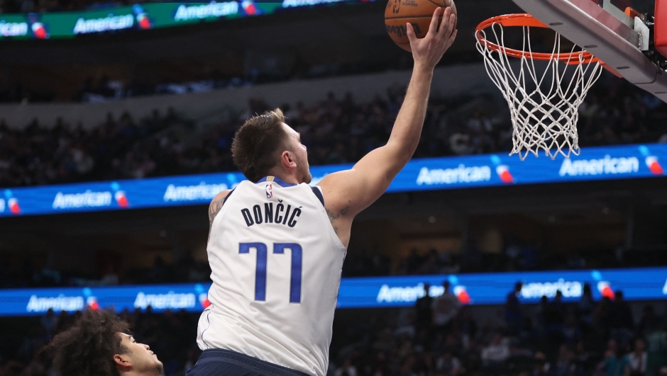 DALLAS, TEXAS - NOVEMBER 03: Luka Doncic #77 of the Dallas Mavericks makes a move to the basket during the second half against the Orlando Magic at American Airlines Center on November 03, 2024 in Dallas, Texas. NOTE TO USER: User expressly acknowledges and agrees that, by downloading and or using this photograph, User is consenting to the terms and conditions of the Getty Images License Agreement.   Sam Hodde/Getty Images/AFP (Photo by Sam Hodde / GETTY IMAGES NORTH AMERICA / Getty Images via AFP)