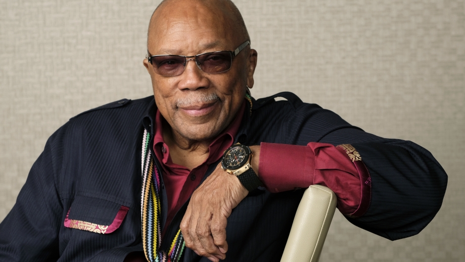 FILE - Music producer Quincy Jones poses for a portrait to promote his documentary "Quincy" during the Toronto Film Festival on Sept. 7, 2018, in Toronto. (Photo by Chris Pizzello/Invision/AP, File)