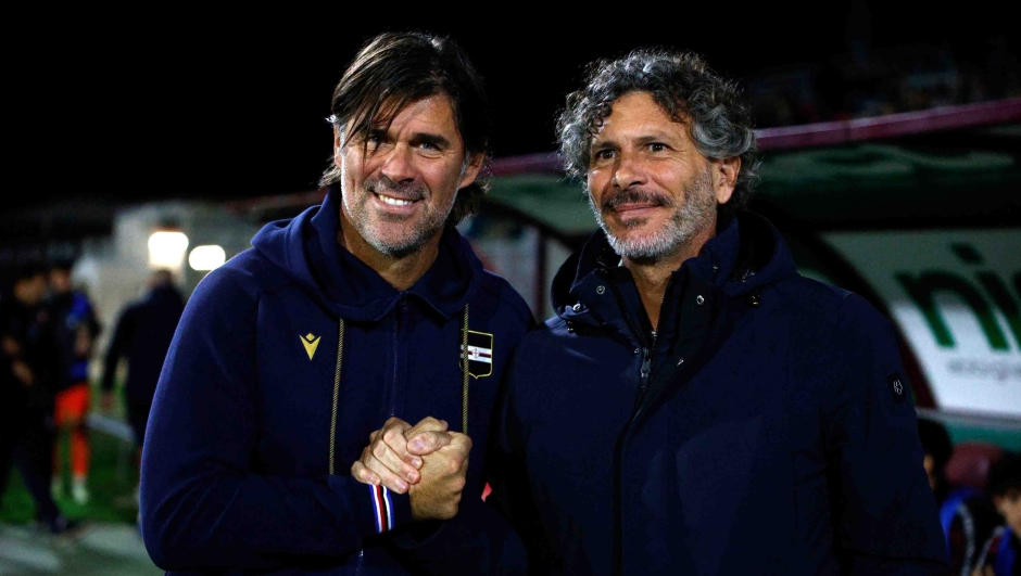 Cittadella’s head coach Alessandro Dal Canto and Sampdoria’s head coach Andrea Sottil during the Italian Serie BKT soccer championship match between AS Cittadella and UC Sampdoria at Pier Cesare Tombolato Stadium on October 30th, 2024, Cittadella, Italy (Photo by Mattia Radoni / LaPresse)