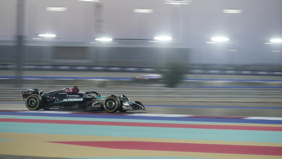 Mercedes driver George Russell of Britain in action during practice at the Lusail International Circuit in Lusail, Qatar, ahead of the Qatar Formula One Grand Prix, Friday, Nov. 29, 2024. (AP Photo/Altaf Qadri)