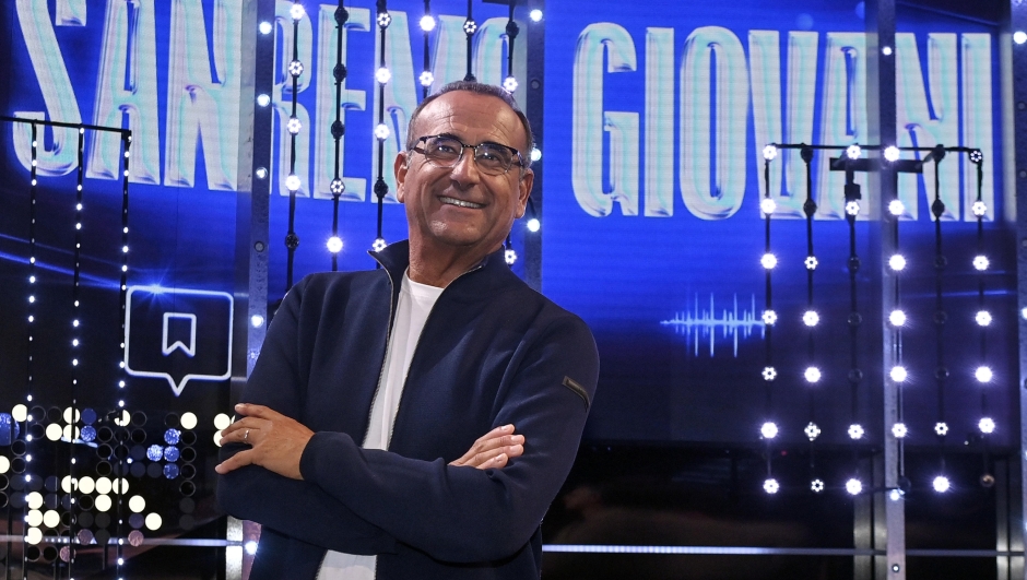 Carlo Conti durante la conferenza stampa di presentazione di Sanremo Giovani in onda a partire dal 12 novembre su Rai Due, Roma, 11 novembre 2024. ANSA/RICCARDO ANTIMIANI