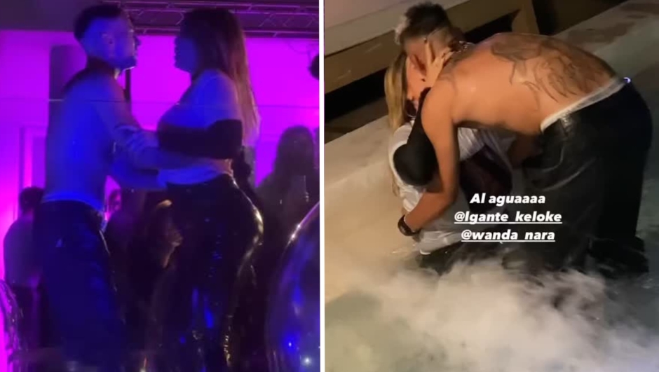 Wanda Nara compie 38 anni compleanno con con L-Gante in piscina