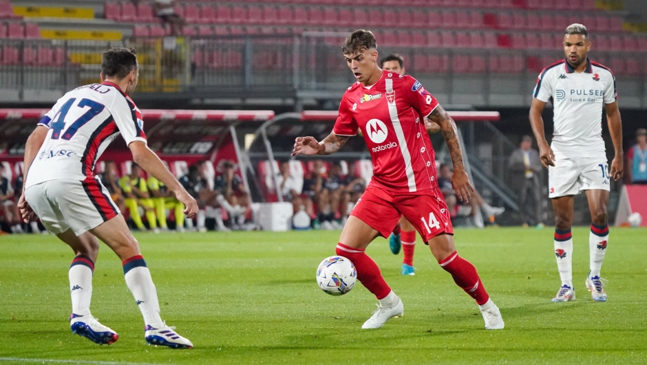 Daniel Maldini participates in the match between AC Monza and Genoa CFC, Serie A, at U-Power Stadium in Monza, Italy, on August 24, 2024. (Photo by Alessio Morgese / NurPhoto / NurPhoto via AFP)