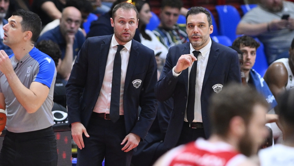 Paolo Galbiati,Davide Dusmet EA7 Emporio Armani Olimpia Milano - Dolomiti Energia Trentino Trento LBA Legabasket Serie A UnipolSAI 2023/2024 - Playoff - Quarti di Finale - Gara 2 Milano 14/05/2024 Foto Ivan Mancini / Ciamillo-Castoria