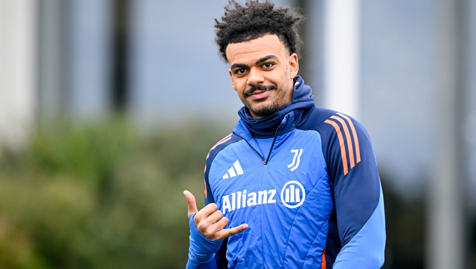  Renato Veiga of Juventus during a training session at JTC on February 4, 2025 in Turin, Italy.  (Photo by Daniele Badolato - Juventus FC/Juventus FC via Getty Images)