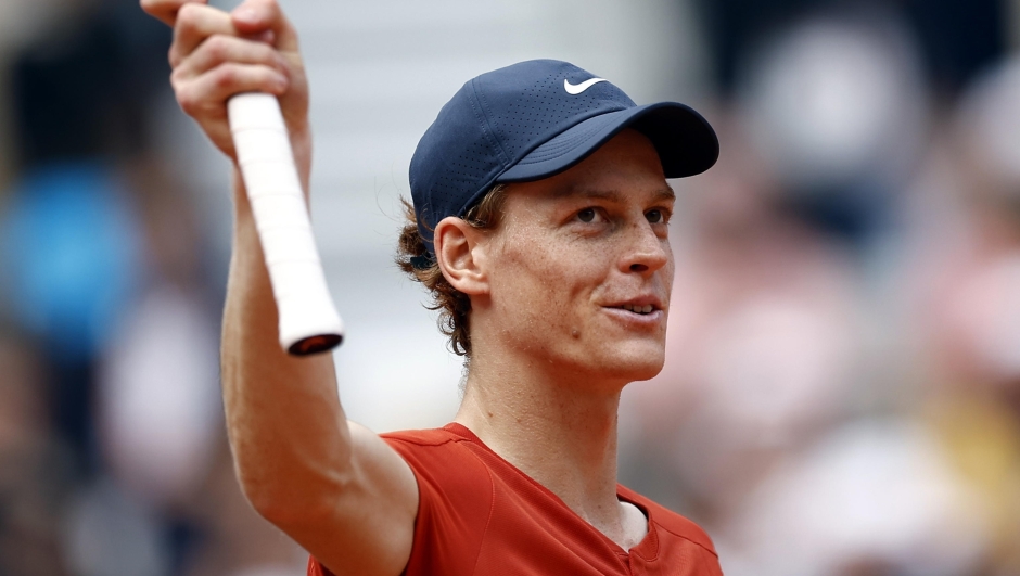 epa11897720 (FILE) - Jannik Sinner of Italy celebrates winning his Men's Singles quarterfinal match against Grigor Dimitrov of Bulgaria during the French Open Grand Slam tennis tournament at Roland Garros in Paris, France, 04 June 2024 (re-issued 15 February 2025). The World Anti-Doping Agency (WADA) on 15 February 2025 confirmed it reached a case resolution agreement with Italian tennis player Jannik Sinner in which Sinner accepts a three-month period of ineligibility for an anti-doping rule violation in March 2024.???  EPA/YOAN VALAT