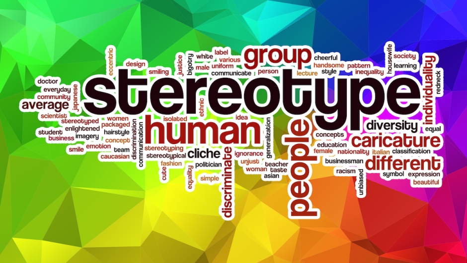 Stereotype word cloud concept with abstract background