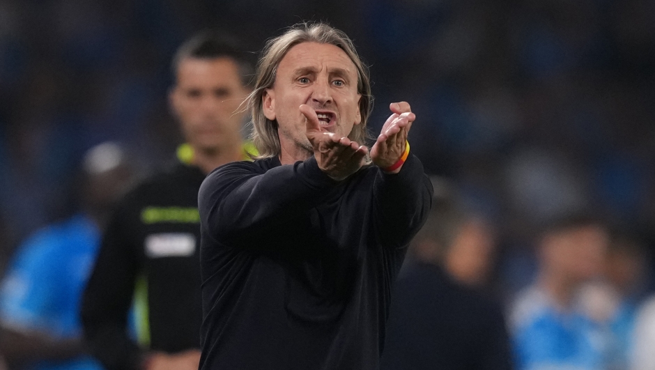 Cagliari's head coach Davide Nicola during the Serie A EniLive soccer match between Napoli and Cagliari at the Naples Diego Armando Maradona stadium, Italy - Friday May 23, 2025 - Sport Soccer ( Photo by Alfredo Falcone/LaPresse )
