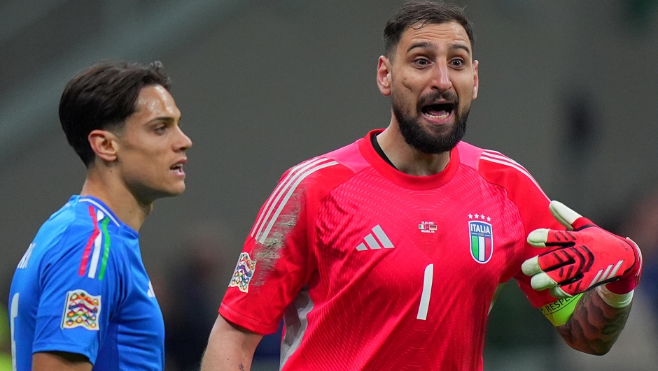 Italy's Gianluigi Donnarumma    during the Uefa Nations League soccer match between Italy and Germany at the San Siro Stadium in Milan, north Italy - Thursday , Mach 20  , 2025 . Sport - Soccer . (Photo by Spada/LaPresse)