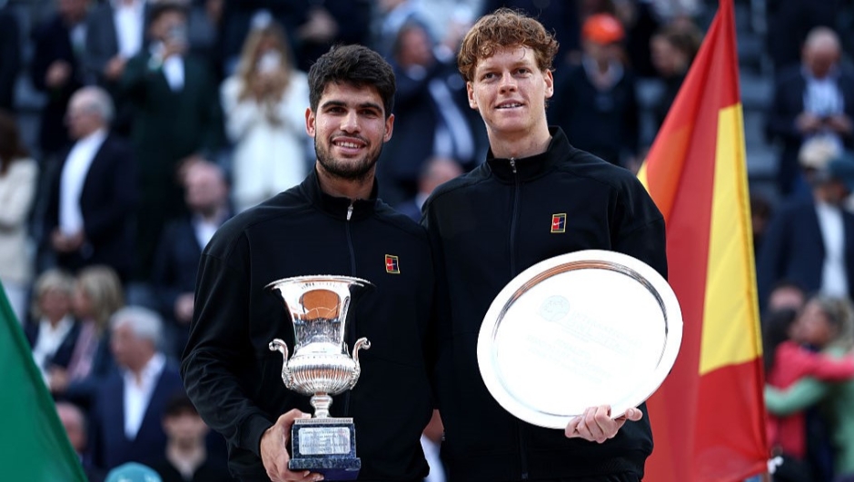 Carlos Alcaraz e Jannik Sinner nella finale del Masters 1000 di Roma