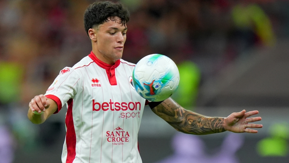 Baris?s Emanuele Rao during the round of 64 Frecciarossa Italian Cup 2025/ 2026 soccer match between Milan and Bari at San Siro Stadium in Milan , North Italy , Sunday, August 17 , 2025 . Sport - Soccer (Photo by Spada/LaPresse)