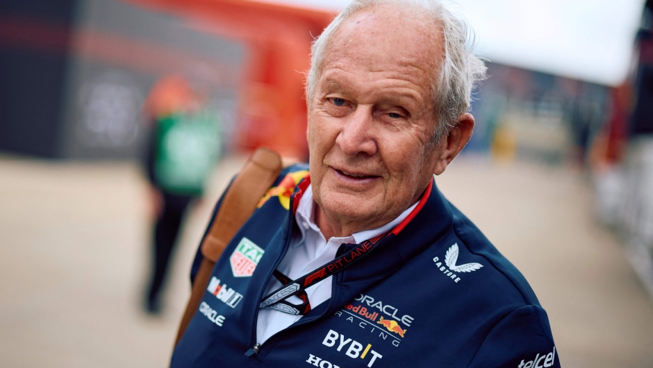 (FILES) Red Bull Racing team advisor Helmut Marko arrives ahead of the Formula One British Grand Prix at the Silverstone motor racing circuit in Silverstone, central England, on July 7, 2024. Red Bull's influential advisor Helmut Marko is leaving the Formula One giants, it was reported by several media outlets on December 9, 2025. The 82-year-old Austrian has been front and centre of Red Bull's remarkable run in F1 since their arrival on the grid back in 2005, helping to oversee six constructors' championships and eight drivers' titles. (Photo by BENJAMIN CREMEL / AFP)