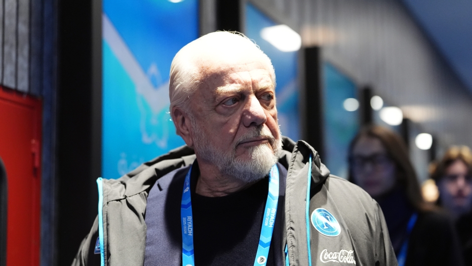 Napoliâs President Aurelio De Laurentiis before the EA Sports FC italian Supercup 2025 semifinal match between Napoli and AC Milan at Al-Awwal Park Stadium in Riyadh, Saudi Arabia - Sport, Soccer -  Thursday December 18, 2025 (Photo by Massimo Paolone/LaPresse)
