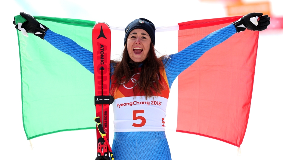 during the Ladies' Downhill on day 12 of the PyeongChang 2018 Winter Olympic Games at Jeongseon Alpine Centre on February 21, 2018 in Pyeongchang-gun, South Korea.