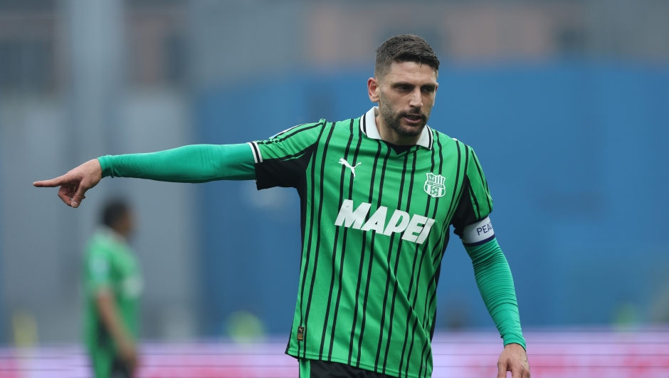 Sassuoloâs  Domenico Berardi during the Serie A soccer match between Sassuolo and Atalanta  at the Mapei Stadium Cittaâ del Tricolore in Reggio Emilia - sunday , March 1, 2026. Sport - Soccer . (Photo by Gianni Santandrea/Lapresse)