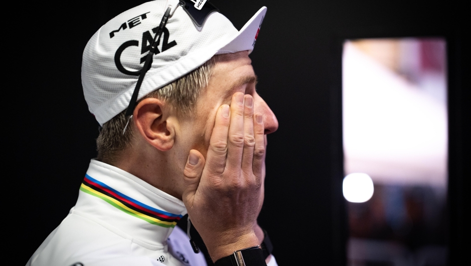 Tadej Pogacar (UAE Team Emirates XRG) win the Strade Bianche (White Roads) a 203 km one day race from and to Siena - Tuscany,- Saturday March 7, 2025, Italy. Sport - cycling (Photo by Marco Alpozzi/LaPresse)