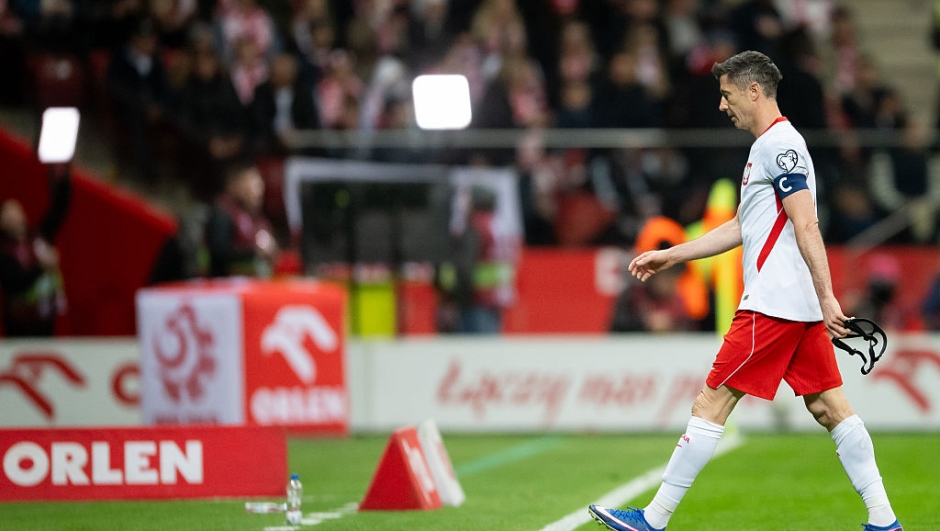  Robert Lewandowski of Poland looks on during the  FIFA World Cup 2026 European Qualifiers KO play-offs  match between Poland and Albania  at PGE Narodowy on March 26, 2026 in Warsaw, Poland. (Photo by Mateusz Slodkowski/Getty Images)