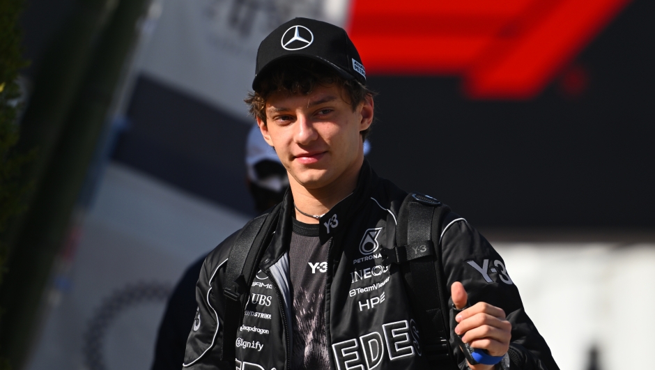  Andrea Kimi Antonelli of Italy and Mercedes AMG Petronas F1 Team arrives in the Paddock prior to practice ahead of the F1 Grand Prix of Japan at Suzuka Circuit on March 27, 2026 in Suzuka, Japan. (Photo by Rudy Carezzevoli/Getty Images)