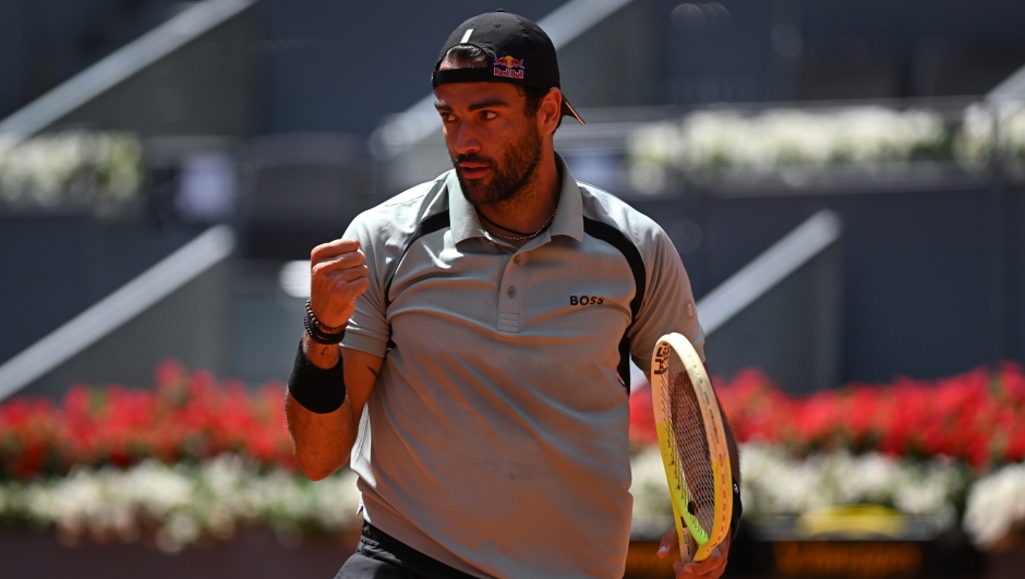   Matteo Berrettini of Italy celebrates against Dino Prizmic of Croatia during the Men's Round of 128 match at La Caja Magica on April 22, 2026 in Madrid, Spain. (Photo by David Ramos/Getty Images)