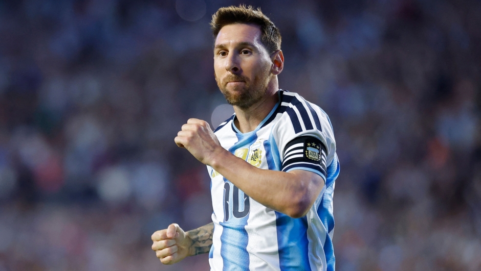  Lionel Messi of Argentina celebrates after scoring the team's second goal during the international friendly match between Argentina and Iceland at Jordan-Hare Stadium on June 09, 2026 in Auburn, Alabama.   Todd Kirkland/Getty Images/AFP (Photo by Todd Kirkland / GETTY IMAGES NORTH AMERICA / Getty Images via AFP)