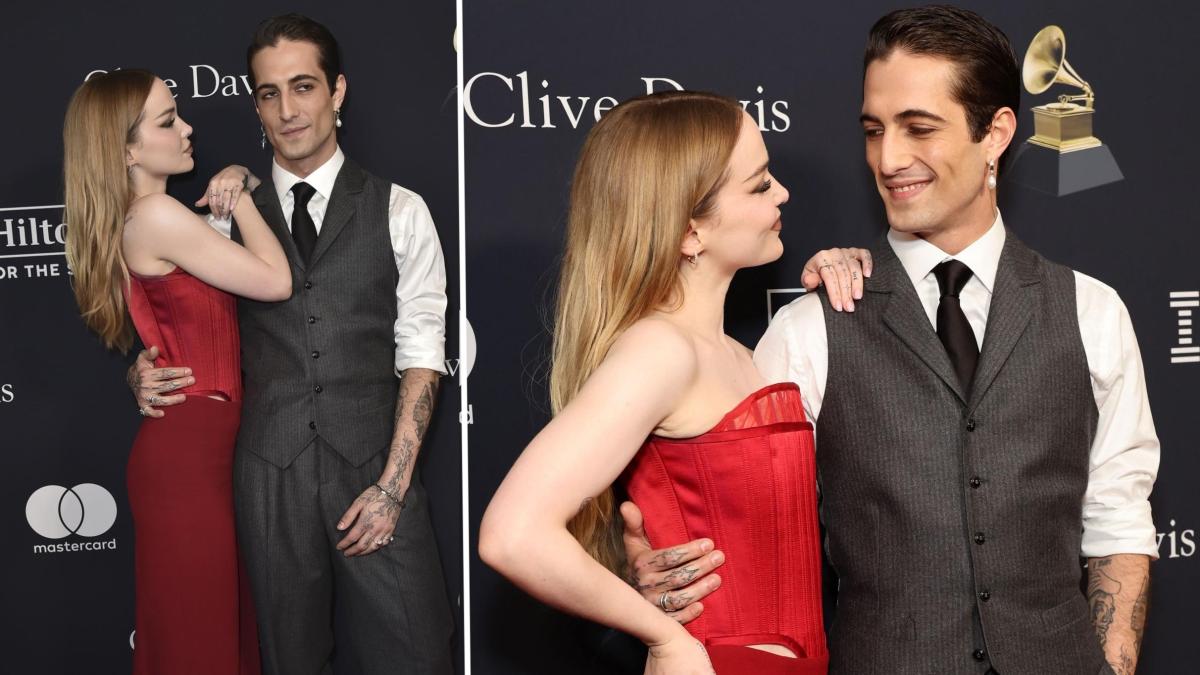 Damiano David Dove Cameron kisses on the red carpet at the 2024 pre