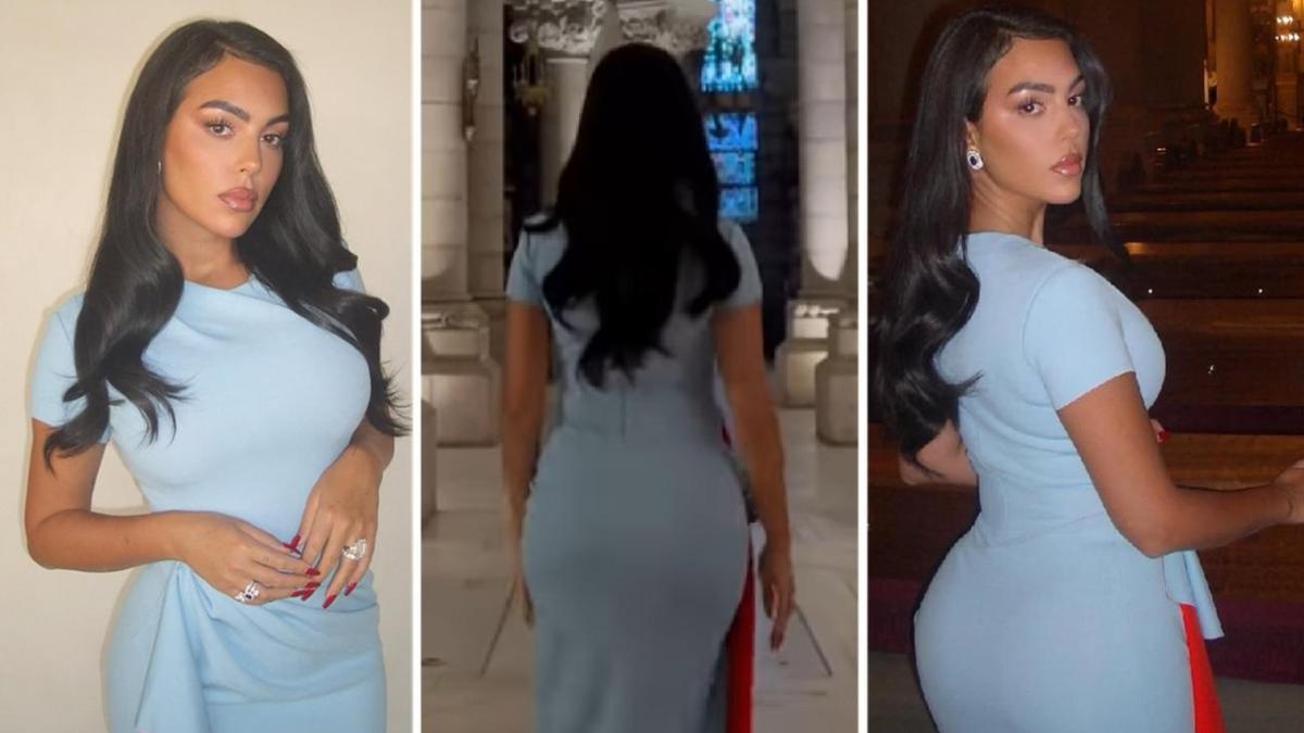 georgina rodriguez in abito sexy anche in chiesa il look hot che fa impazzire i social