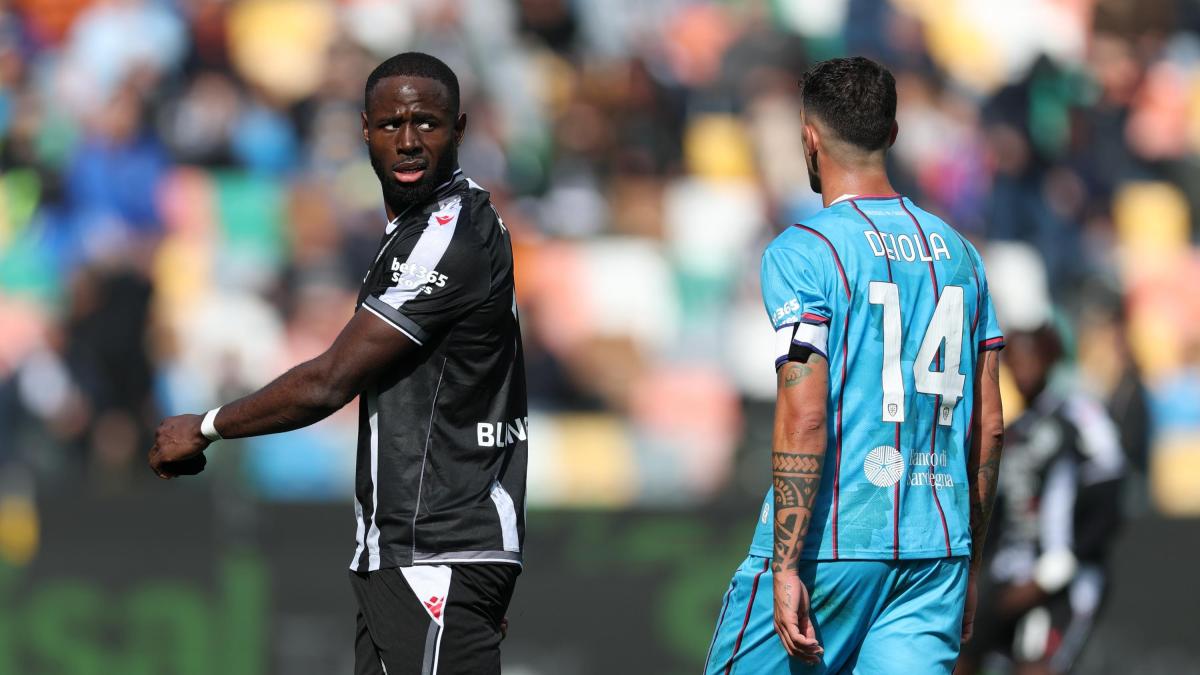 Udinese, per Davis c'è lesione all'adduttore sinistro: stop di quattro settimane