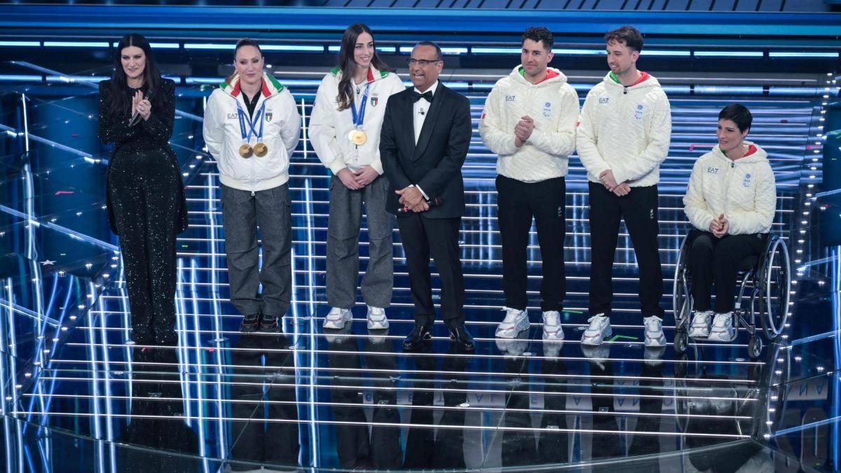 Gli applausi di Sanremo per Lollobrigida e Vittozzi: "Che emozione mio figlio in tribuna"