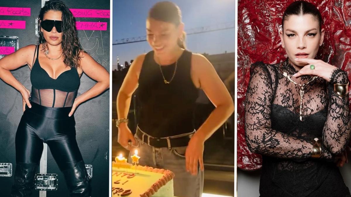 emma marrone compleanno sul rooftop a milano la scritta sulla torta 232 da ridere