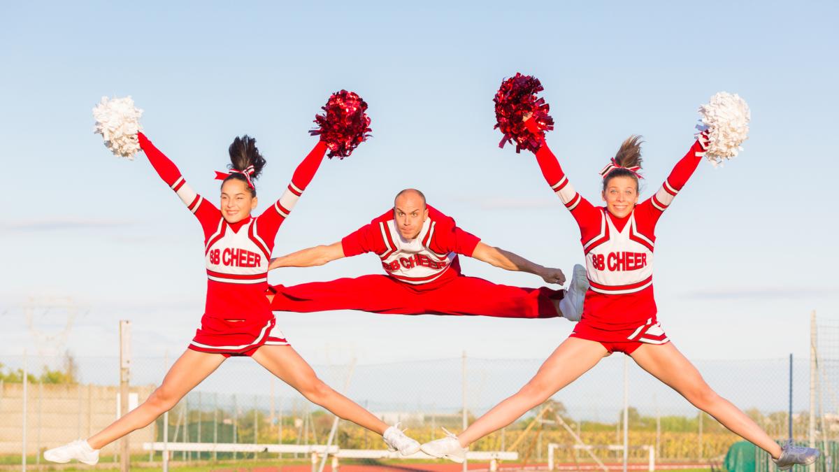 Cheerleader, pompon soffici strisce con manico in plastica, per partite sportive, festività (1 coppia), Blu