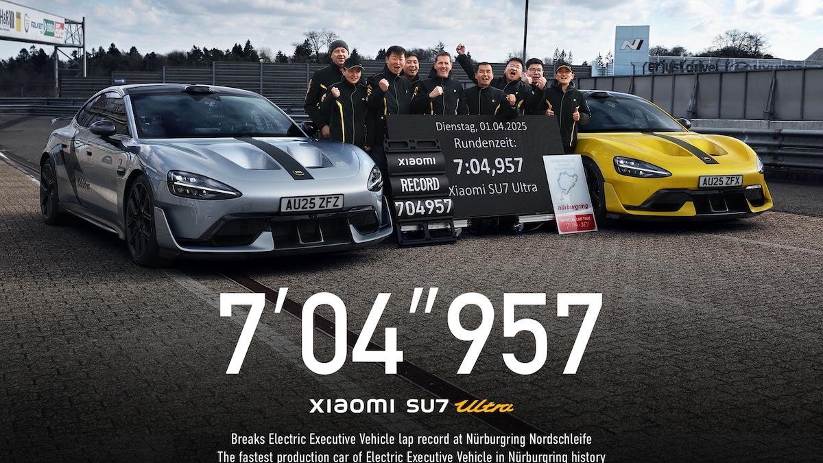 xiaomi su7 ultra record elettrico al n252rburgring nordschleife