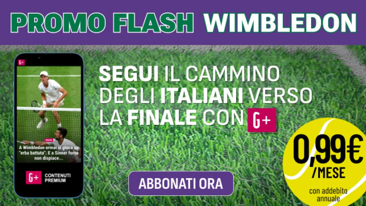 Wimbledon, il grande tennis e la grande promozione G+: entro il 15 luglio a soli 0,99€/mese