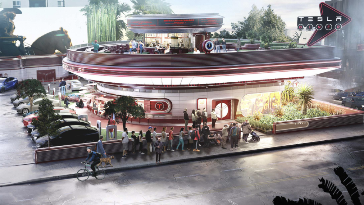 tesla diner il debutto del primo ristorante di elon musk