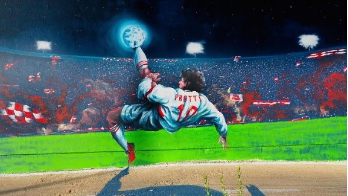 Il grande cuore di Bari per Protti: un murale ricorda la sua prodezza con l